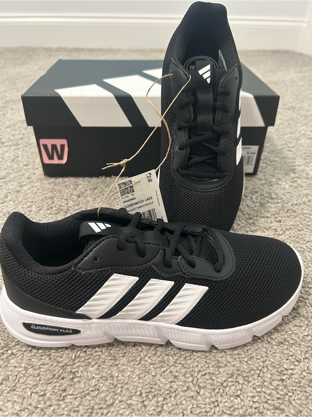 adidas Women's Black and White Cloudfoam Sneakers